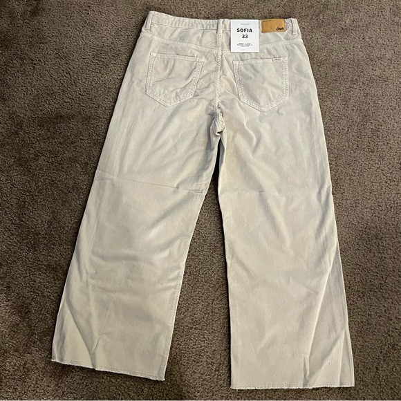 Anthropologie Corduroy Pants High Waist Cropped Straight Leg Size 33 Khaki NWT - Picture 4 of 10